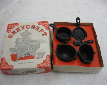 Greycraft Miniature Black Iron Pots And Pans