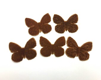 Butterfly 1 Brown velvet for scrapbooking, cardmaking, sewing, decoration individually