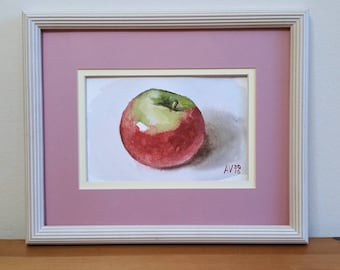Empire Apple Original Watercolor Painting Still Life by Aleksey Vaynshteyn