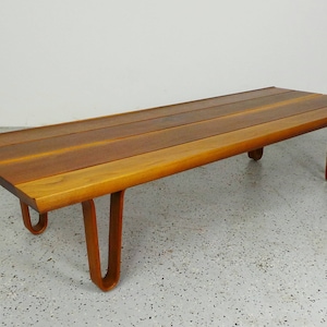 FREE SHIPPING mid century modern refinished Edward Wormley Dunbar cherry wood winged plank coffee table