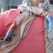 Map of Paris France souvenir scarf pale peach and blue acetate circa 1960s (1950s?)