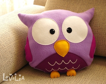 purple owl plush pillow rainbOWL -decorative plush pillow -