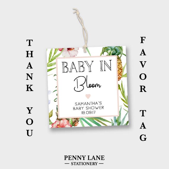 Baby in Bloom Tag Baby Shower Favor Tags Baby Shower Favour