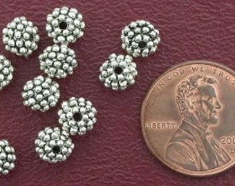 10 6mm round bumpy bali pewter beads