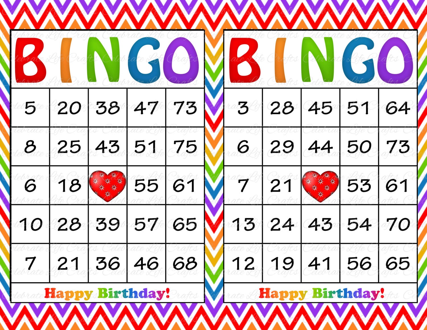 30 Rainbow Birthday Printable Bingo Cards Instant Download