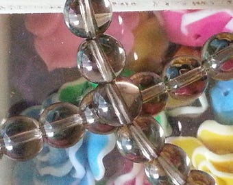 20 beads 8 mm in diameter, hole 1 mm smoky quartz