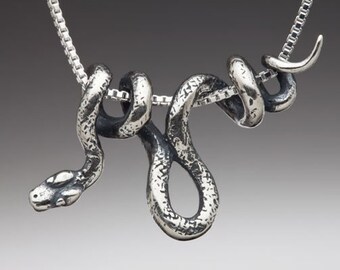 Silver Snake Necklace Snake Jewelry Vine Snake Pendant Snake Pendant Snake Charm Serpent Jewelry Silver Snake Animal Jewelry Snake Chain