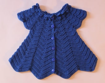 Royal Blue Baby Dress, Crochet Baby Dress with Under Pants, Baby Girl Blue Dress, Blue Crochet Dress, Baby Shower Gift