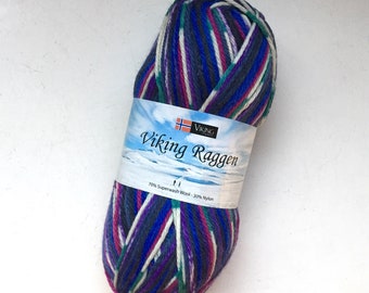 50% Off Viking of Norway Raggen Worsted Sock Yarn Superwash Wool Striping 250 Yards 160g
