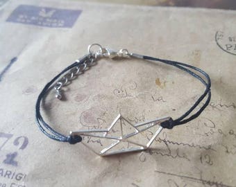 Origami boat - bracelet-black-