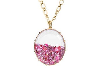 Pink Sapphire and Ruby Shake Necklace (oval shape) 18k - Shaker Necklace