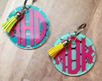 Monogrammed Keychains With Tassels