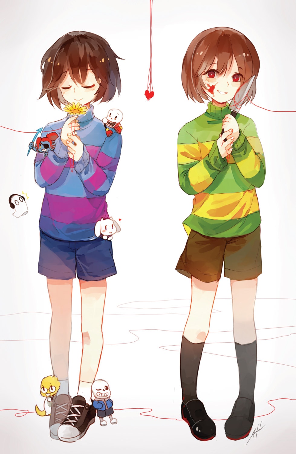 Undertale Frisk And Chara : frisk kris and chara by PinqChains on ...