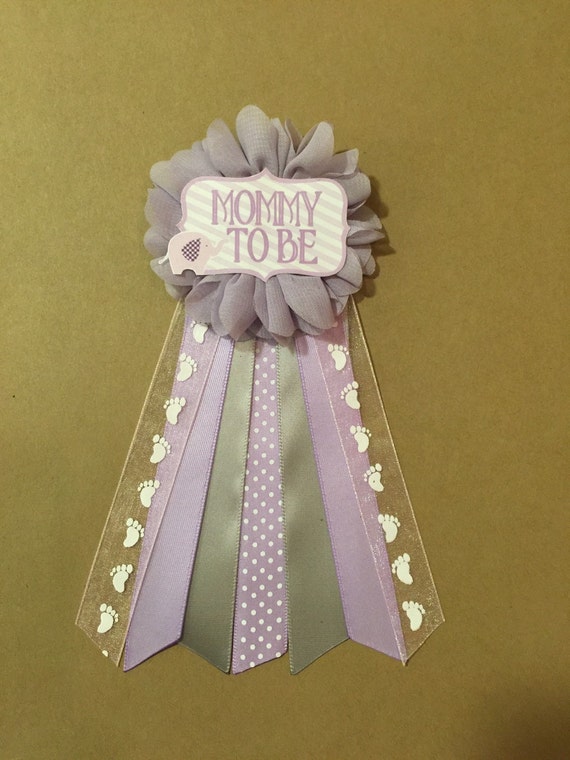 Purple Elephant Baby Shower Pin Mommy To Be Pin Flower Ribbon