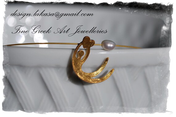 Follow your Heart Necklace Silver 925 Gold Plated Jewelry with Pearl Lakasa e-shop