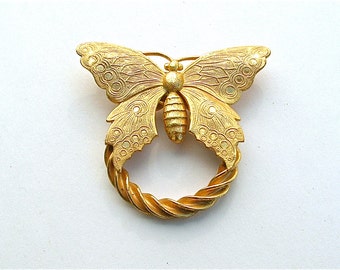 Singed Miriam Haskell Butterfly Brooch Vintage Designer Jewelry