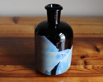 Apothecary Reagents Bottle in Black with Silver Leaf