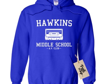 Hawkins Middle School AV Club Hoodie / Hooded Sweatshirt - Stranger Sweater Pullover - Unisex Fit - Ultra Soft