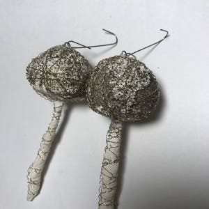 2 spun cotton glitter mushrooms