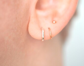 Small chunky hoop earrings with posts in sterling silver nickel free multi piercings stud earrings minimalist earrings dainty studs circle