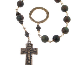 Irish Penal Green Opal Wire-Wrapped One Decade Rosary