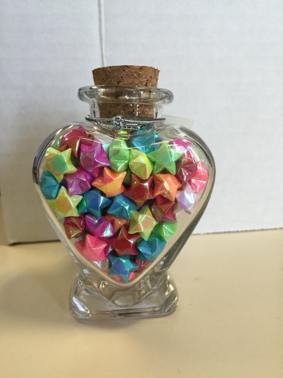 Items similar to Lucky star jar, heart shaped jar, glass heart jar