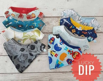 Boys selection of dribble bib, lucky dip, baby boy gift, baby shower, handmade baby item, UK