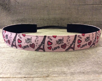 Paris Print Nonslip Headband, Noslip Headband, Workout Headband, Sports Headband, Running Headband, Athletic Headband