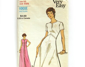 Vintage VOGUE Sewing Pattern - Vogue 8296 - Mod A-Line DRESS / Maxi Dress / Evening Length / Size 10