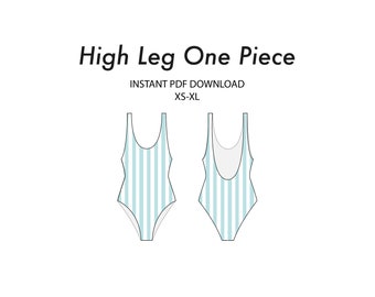 High Leg One Piece Swimsuit XS-XL - Instant PDF Download - Digital Swimwear/Lingerie Sewing Pattern