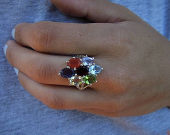 Multistone ring - Nepalese engagement ring
