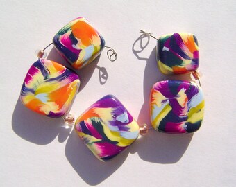 Brushstrokes Artisan Polymer Clay Bead Set with Focal and 4 Beads