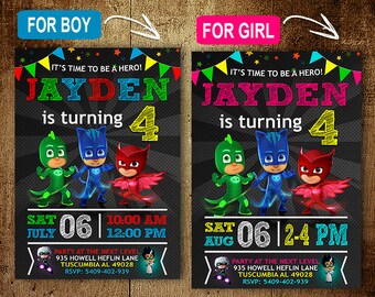 Pj Mask Birthday Invitation. Invitations. Pj Mask Invitation. Pj Mask Birthday Party. Pj Mask Party. DIY