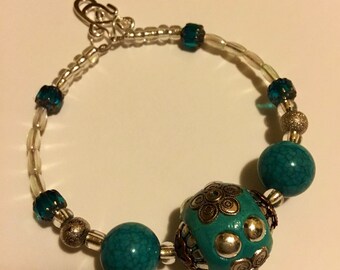 Turquoise like bead wrap bracelet