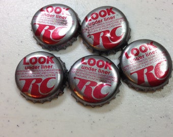 Vintage RC Cola Silver and Red Look Under Liner Bottle Caps 5 Caps Bottled in St Louis MO Previously 8 Dollars On Sale