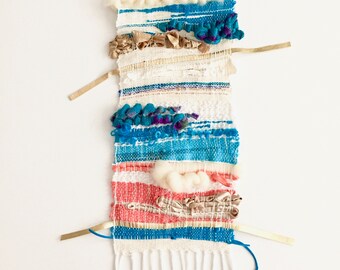 Azul. Tapestry, weaving, textile art, fiber art, custom art, wall art, craft, decor, saori.