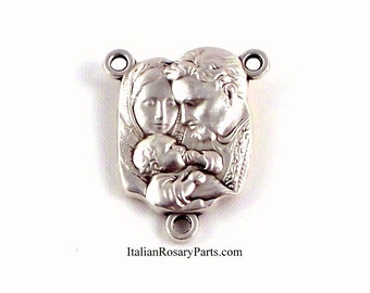 Holy Family Rosary Center Medal Jesus Mary and Joseph | Italian Rosary Parts
