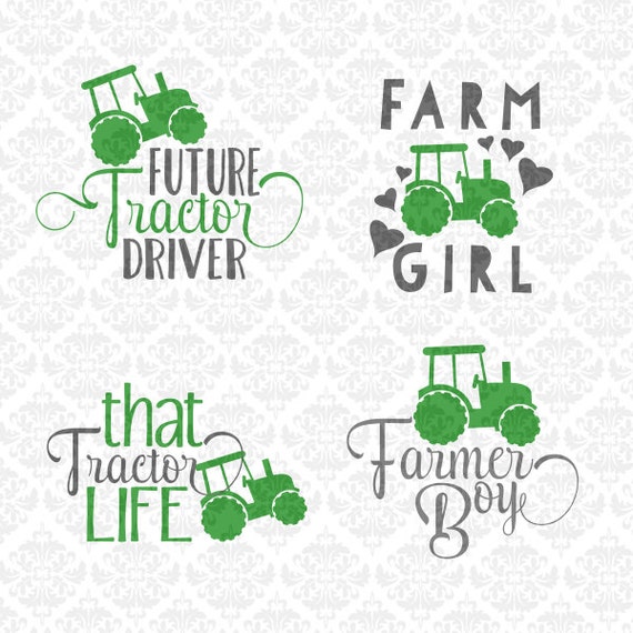 Download Farmer Farm Tractor Girl Boy Driver SVG DXF STUDiO Ai Eps PNG scalable Vector Instant Download ...