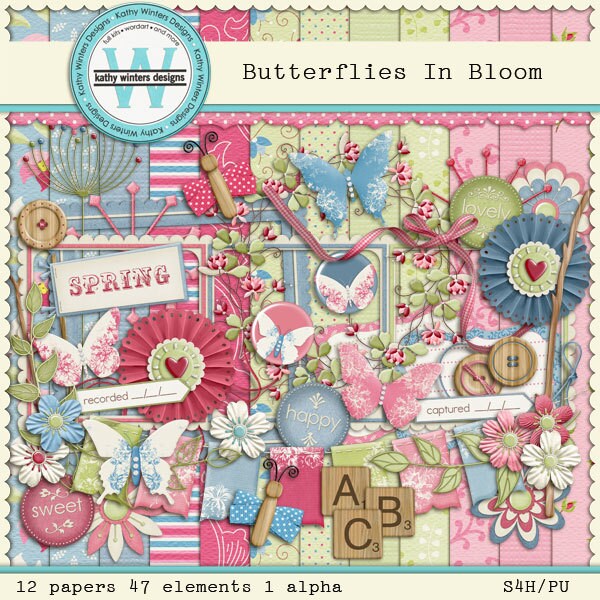 Butterflies In Bloom Digital Scrapbooking Kit