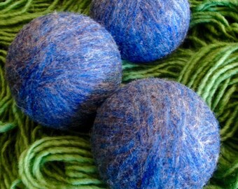 Dryer Balls, 100% Wool, Set of 3, True Blue Denim Style