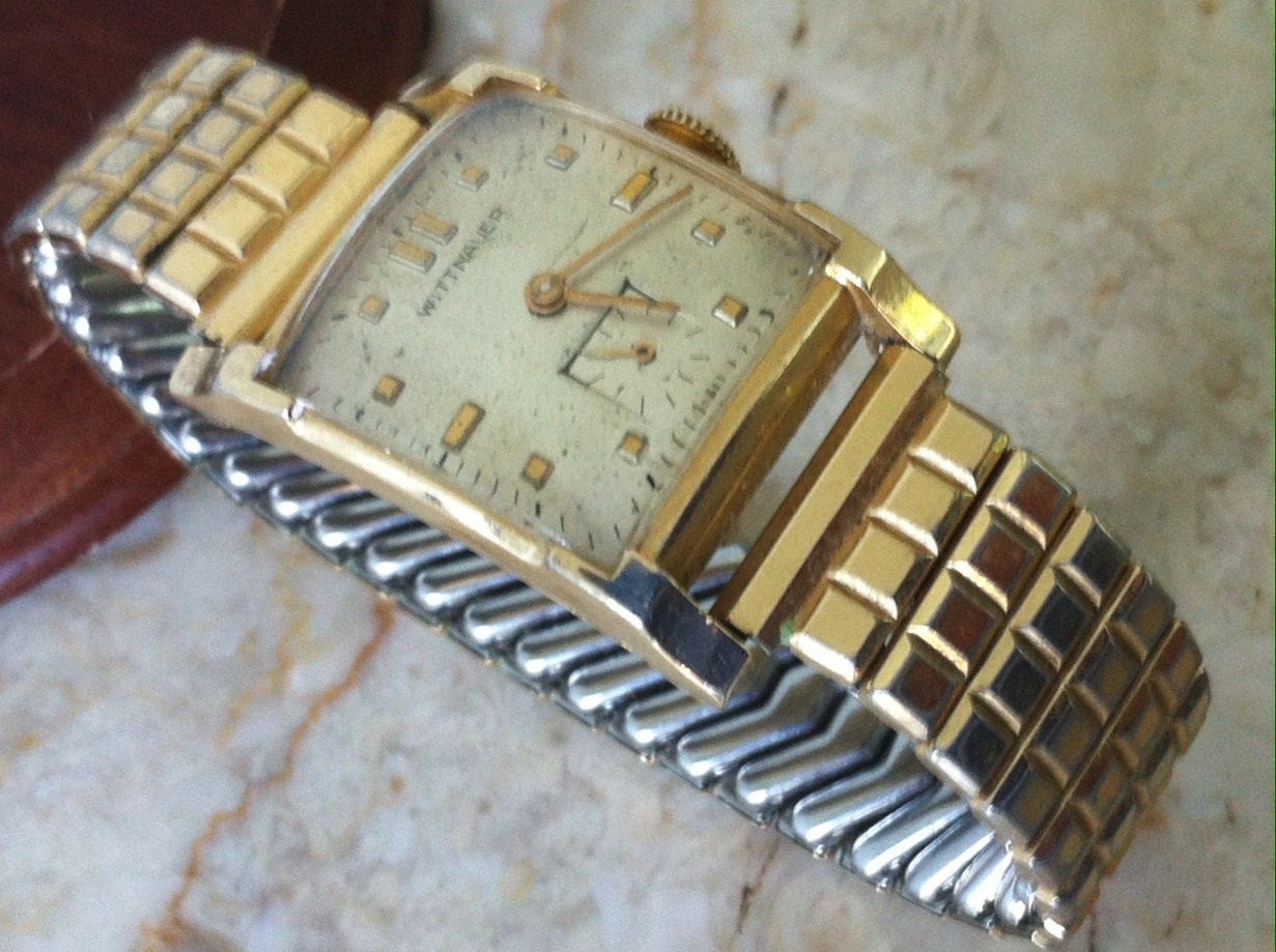 Wittnauer Longines Swiss Watch / Fancy Art Deco Square 10K