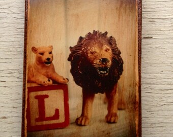 Vintage Toy L is for Lion Art/Photo - Wall Art 4x6