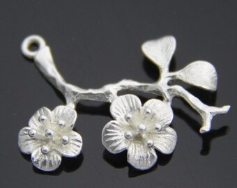6 pcs of brass branch charm-1164-35x30mm-Matte silver