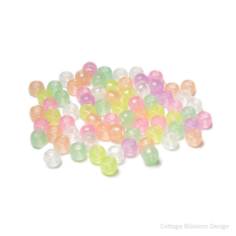 Glow in the Dark Pony Beads 6x9mm Acrylic Large Hole Bead Make