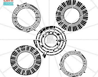 Musical Notes svg, Music Monogram frames ,Piano monogram svg, Keys SVG,Musical, png dxf eps to be used with Silhouette Cameo cricut Air etc