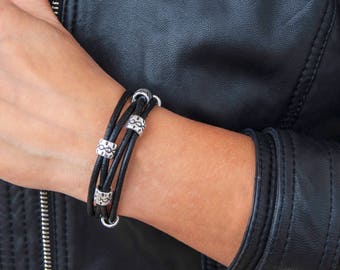Leather Bracelet for Women Wife Gift Leather Wrap Bracelet Boho Wrap Beaded Wrap Bracelet Leather Bracelet For Her Gift For Girlfriend