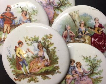 3 Round Ceramic Cabochons - musical portraits