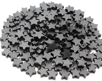 Star 15 mm black wood 10 beads