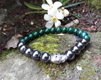 Malachite and hematite bracelet