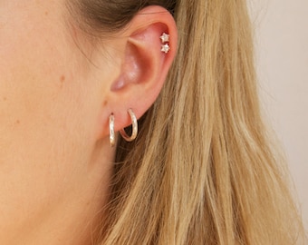 Tiny silver hoops - tiny hoops - hammered silver hoops - silver hoop earrings - thin silver hoops - sterling silver hoop earrings - A14530
